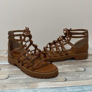 Paula Torres Brown Studded Sandals